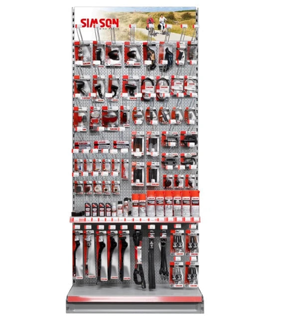 Schap Simson 1m. Vraag onze vertegenwoordiger voor plaatsing en acties. Prijs op basis van 1 artikel per haak. (Genoemde prijs betreft alleen de producten en is exclusief stellingmateriaal en toebehoren) - AE-trading