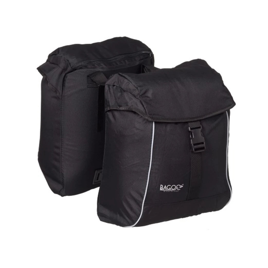 Bagoo lichtgewicht dubbele fietstas. inhoud 2x17L Zwart. inclusief regenhoezen - AE-trading