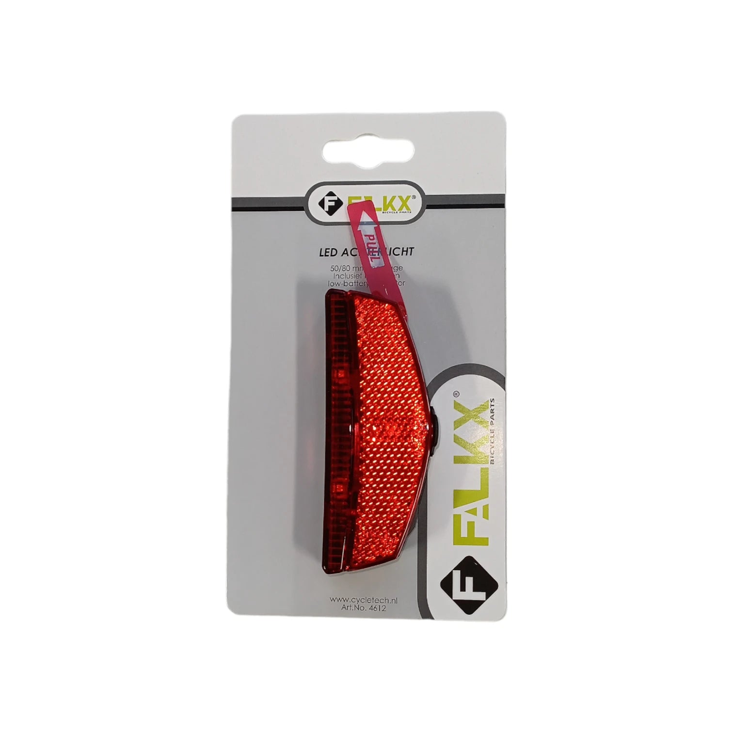 FALKX Modern achterlicht LED. 2 LEDs, 80/50mm montage bagagedrager met low battery indicator. inclusief batterijen (hangverpakking) - AE-trading