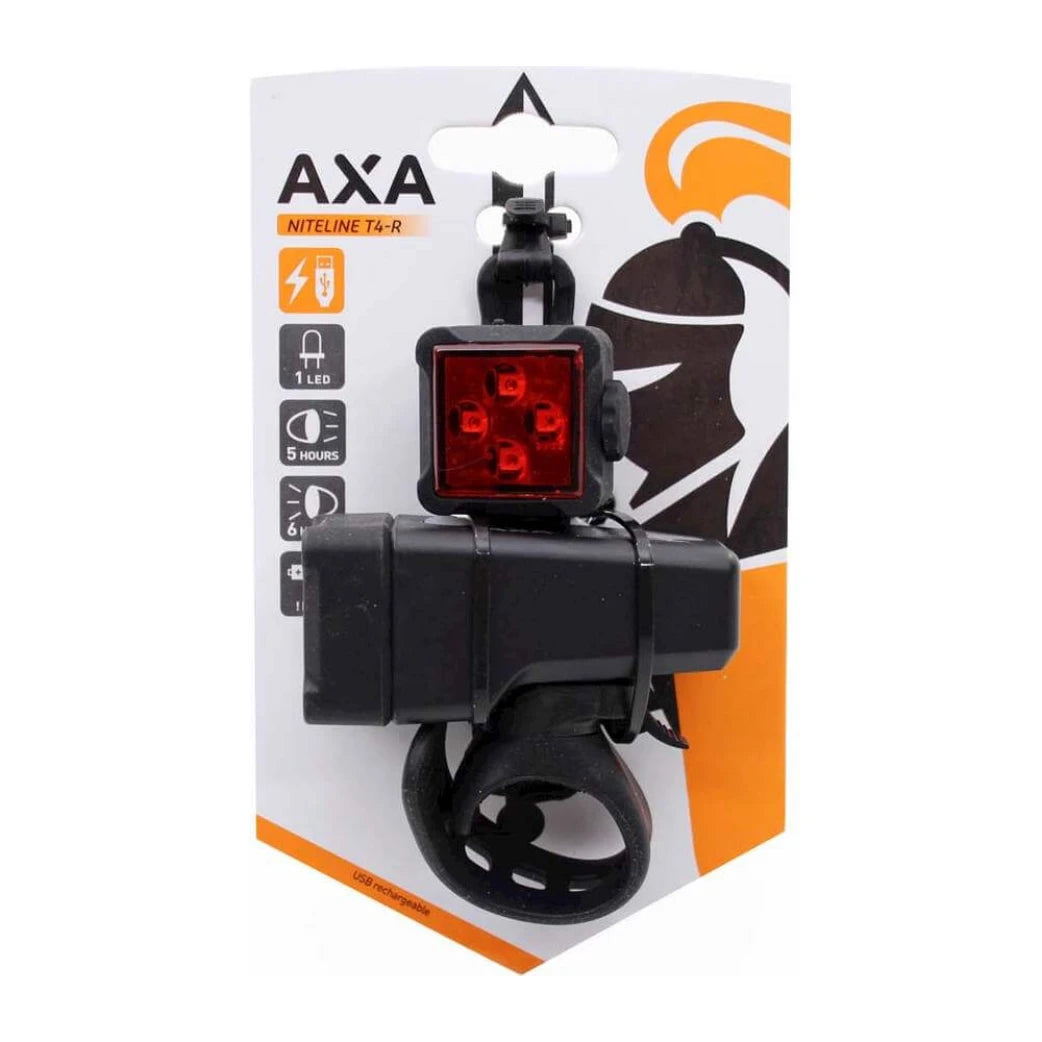 AXA Niteline T4-R is een set van voor- en achterlicht die beide USB oplaadbaar zijn montage dmv rubberen bandjes (hangverpakking) - AE-trading
