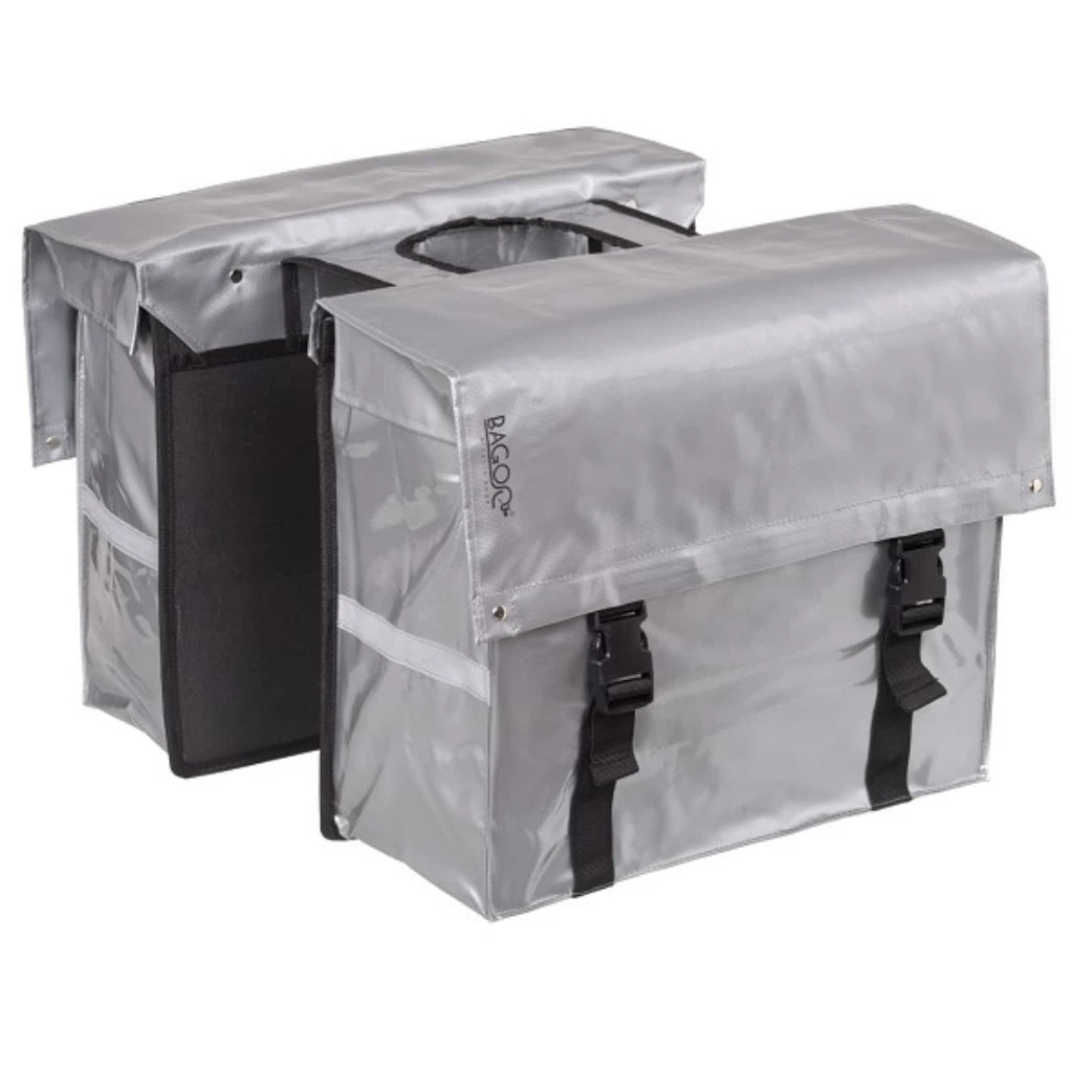 Bagoo Tas L Bisonyl dubbel zilver afmeting: (2x) 40x34x17cm. totaal inhoud 46L - AE-trading