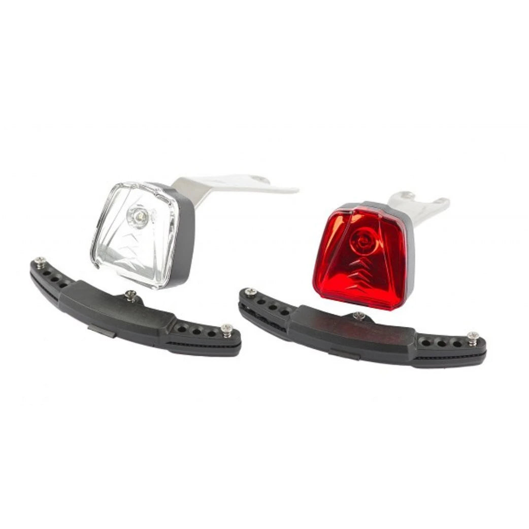 IkziLight verlichtingsset Magnetic LED, 1 witte en 1 rode LED ½W brackets, wit|rood. Geen batterijen nodig. Niet geschikt voor fietsen met roller- of discbrakes. (hangverpakking) - AE-trading