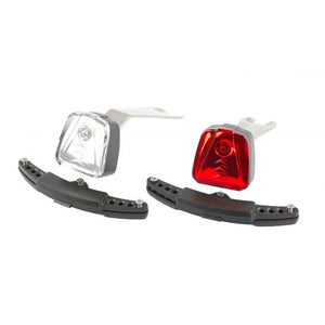 IkziLight verlichtingsset Magnetic LED, 1 witte en 1 rode LED ½W brackets, wit|rood. Geen batterijen nodig. Niet geschikt voor fietsen met roller- of discbrakes. (hangverpakking) - AE-trading