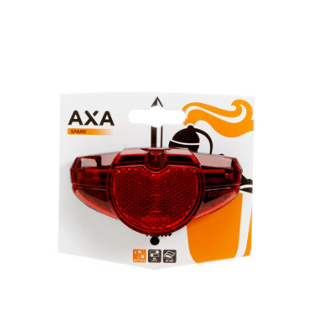 Axa Spark achterlicht, 50-80mm montage. Inclusief 2 AAA batterijen. (hangverpakking) - AE-trading