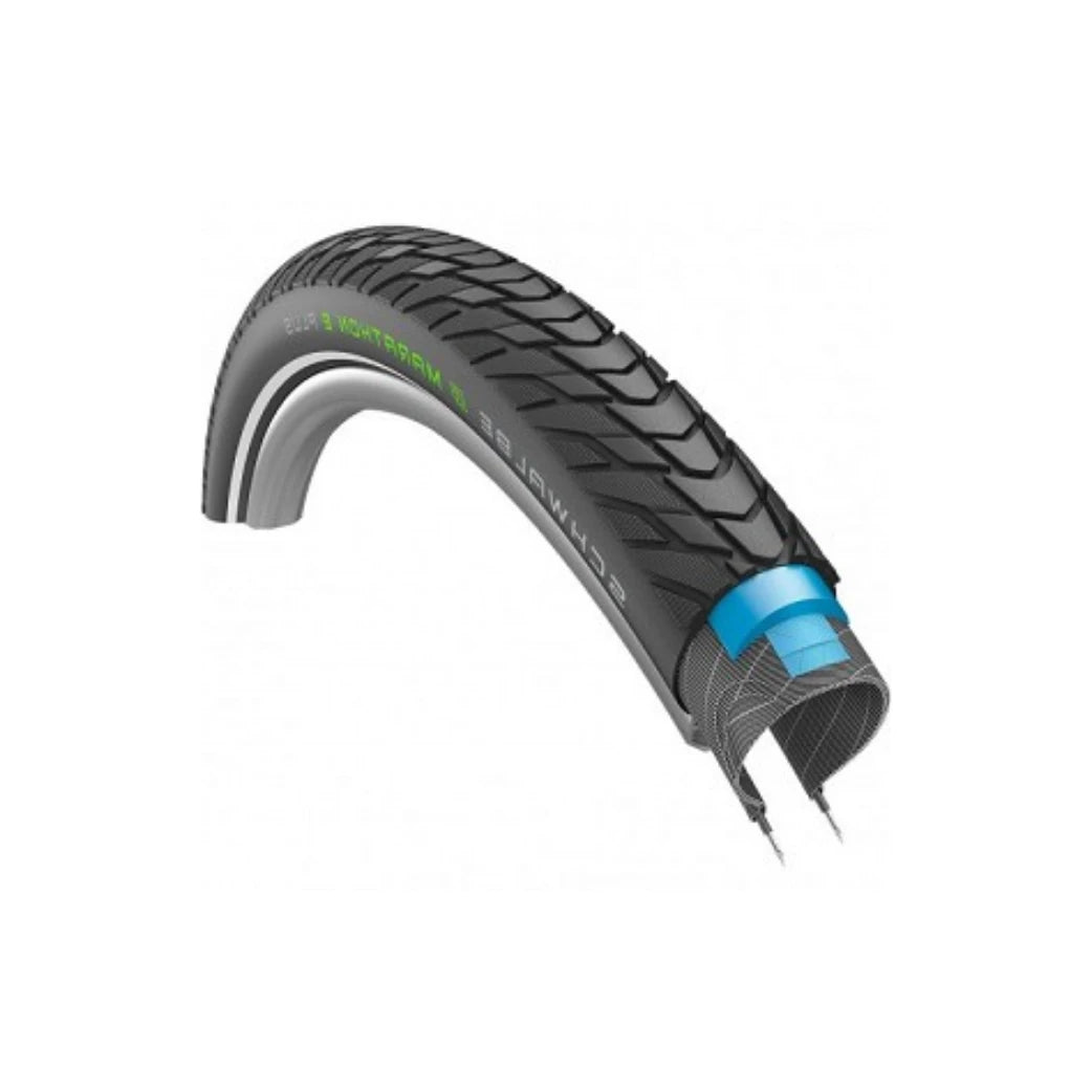 Buitenband: Schwalbe Marathon plus (K-guard 5mm anti-lek) HS498 Kleur: Zwart met reflectie Maat 28x1 3/8x1 5/8, 700x37C ETRTO 37-622 Geschikt voor E-speed (50Km/h) - AE-trading