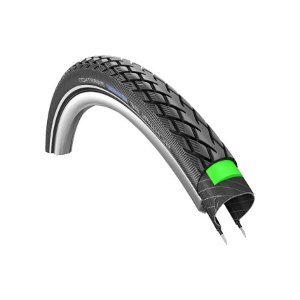 Buitenband: Schwalbe Marathon (3mm anti-lek) Kleur: Zwart met reflectie Maat: 26x2.00, ETRTO 50-559. - AE-trading