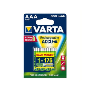 Varta oplaadbare AAA batterijen NIMH 800mA, Ready2Use, per 4. (hangverpakking) - AE-trading