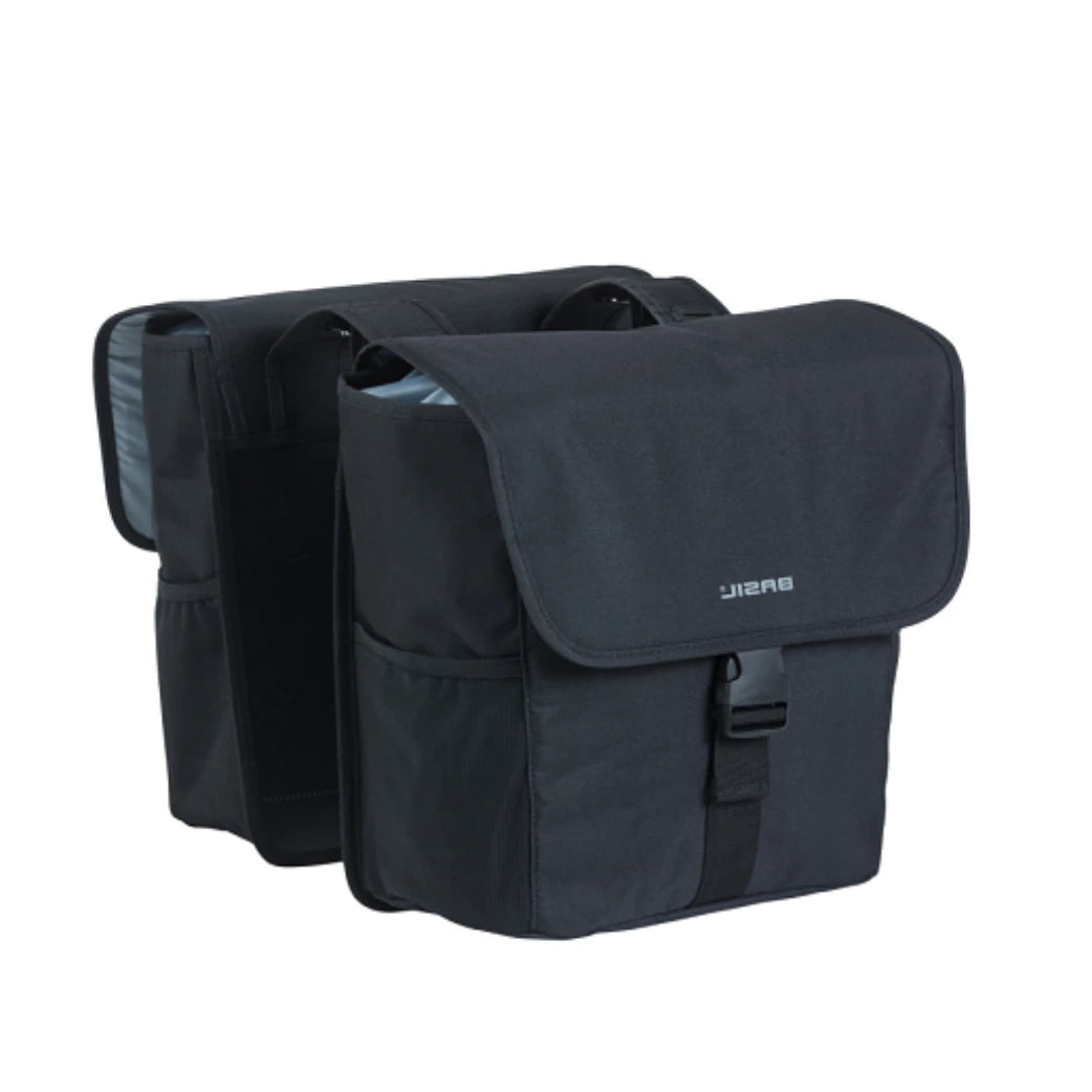 Basil GO dubbele fietstas 32L, zwart 33 cm x 16 cm x 38 cm. Basil Universal Bridge systeem (geschikt voor MIK, Racktime, i-Rack/Carrym) - AE-trading