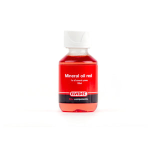 Elvedes minerale olie voor alle minerale remsystemen. Flacon 100ml, kleur rood. - AE-trading