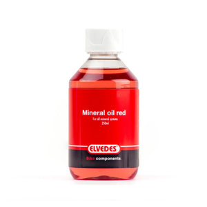 Elvedes minerale olie voor alle minerale remsystemen. Flacon 250ml, kleur rood - AE-trading