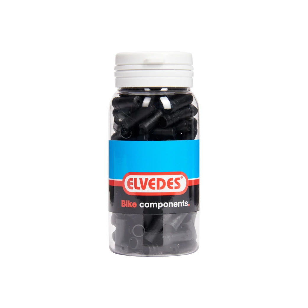 Elvedes 5.0mm PVC zwart kabeleinddopjes. 150 stuks in pot - AE-trading