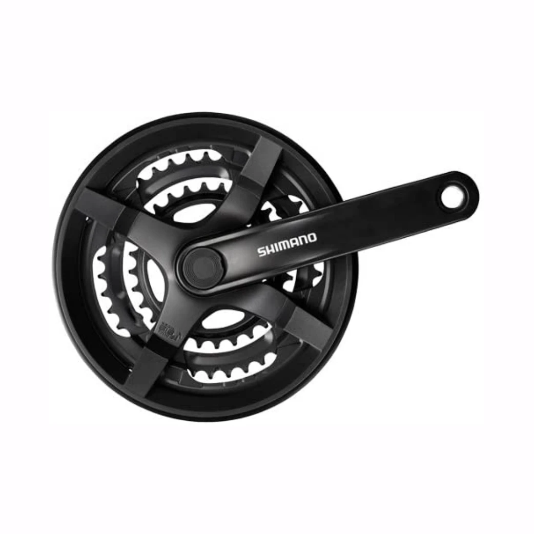 Shimano crankstel FC-TY301, 6/7/8-speed, 42/34/24T, cranklengte 170mm. Kettingscherm compatibel (werkplaatsverpakking) - AE-trading