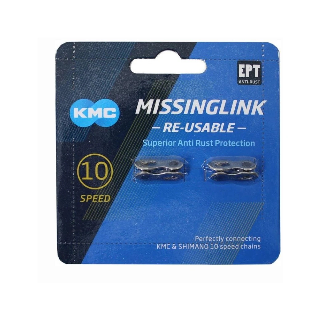 KMC kettingschakel Missinglink X10-speed silver, EPT, 1/2x1128, anti-roest 2 per kaart - AE-trading