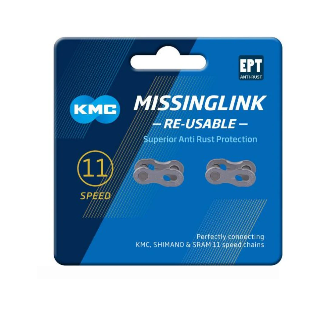 KMC kettingschakel Missinglink X11-speeed silver, EPT, 1/2x11/128, anti-roest 2 per kaart - AE-trading
