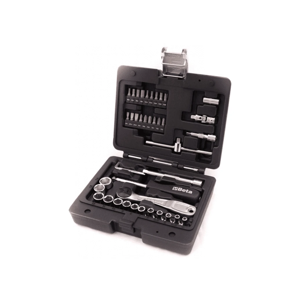 Beta Easy Dopsleutelset 1/4" 42 delig. Assortiment van 13 zeskant dopsleutels, 7 toebehoren, 18 bits en 4 haakse stiftsleutels - AE-trading