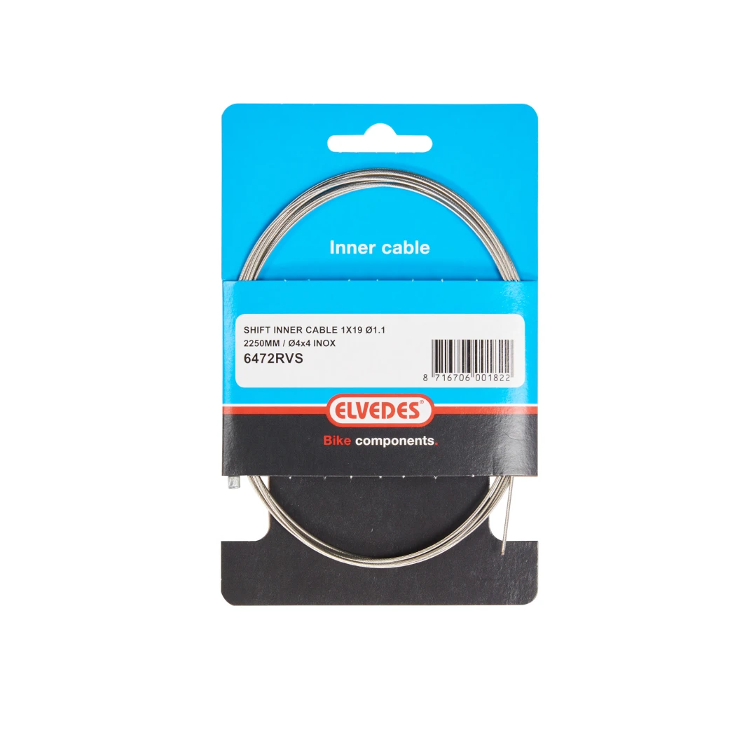 Elvedes schakel Binnenkabel 2250mm 1×19 draads RVS Ø1,1mm met N-nippel Ø4×4 - AE-trading