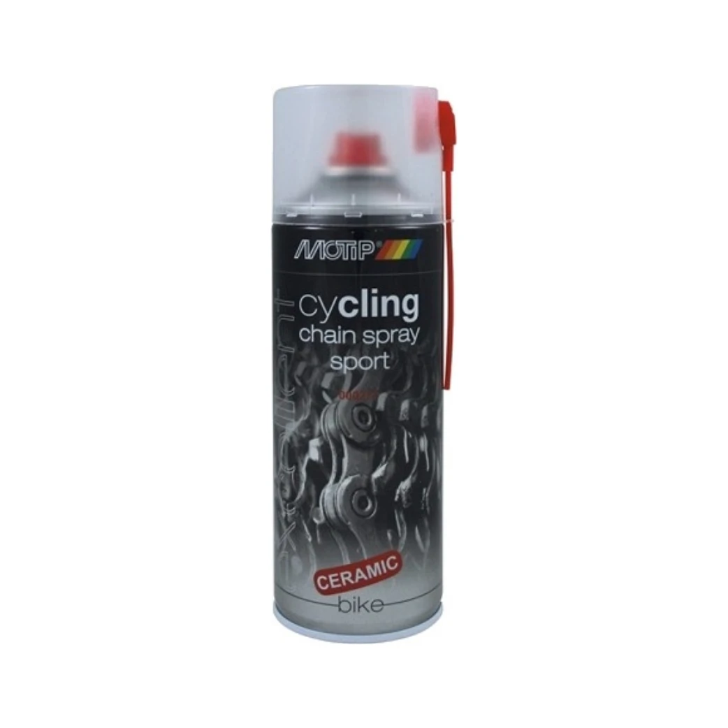Motip Cycling Chain Spray sport 400ml. Smeermiddel met keramiekdeeltjes voor het behandelen van kettingen en tandwielen. - AE-trading