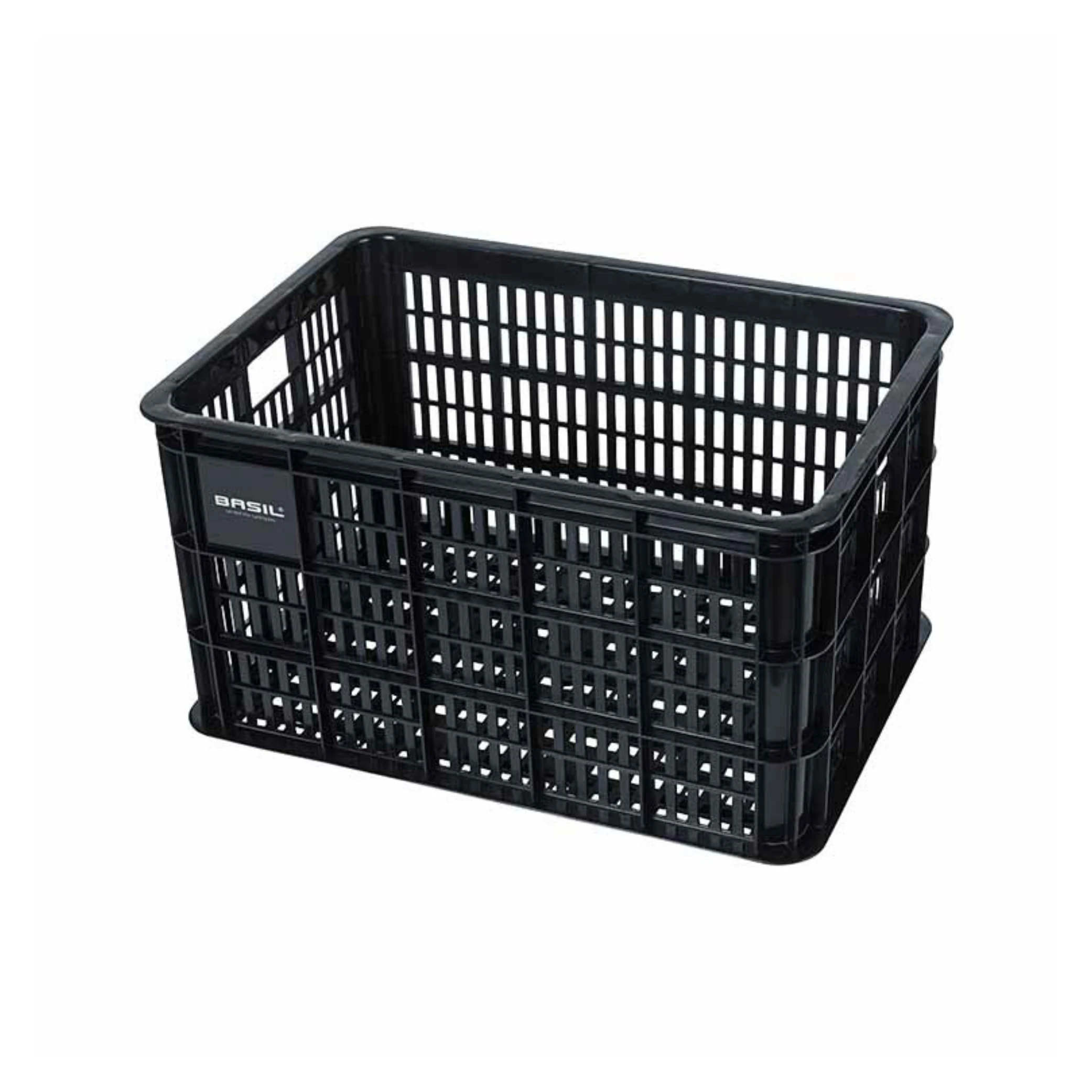 Basil krat L gerecycled kunststof, klein formaat, incl. kratclicker, geschikt voor MIK, Racktime, IRack, MonkeyLoad en AtranVelo platen (apart verkrijgbaar), excl. bev .materiaal, max. gewicht afhankelijk van max. toelaatbaar gew. drager, zwart 40L 49x... - AE-trading