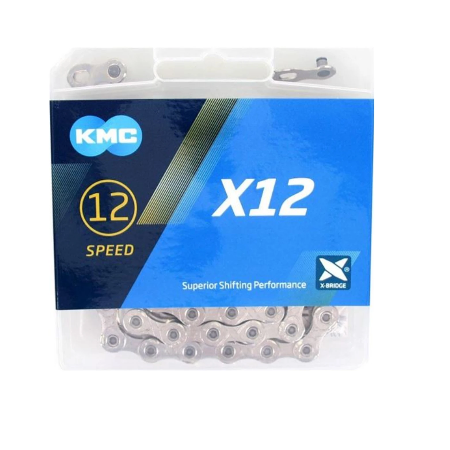 KMC ketting X12, zilver 1/2x11/128, 126L,12-speed, pinlengte 5.2mm - AE-trading