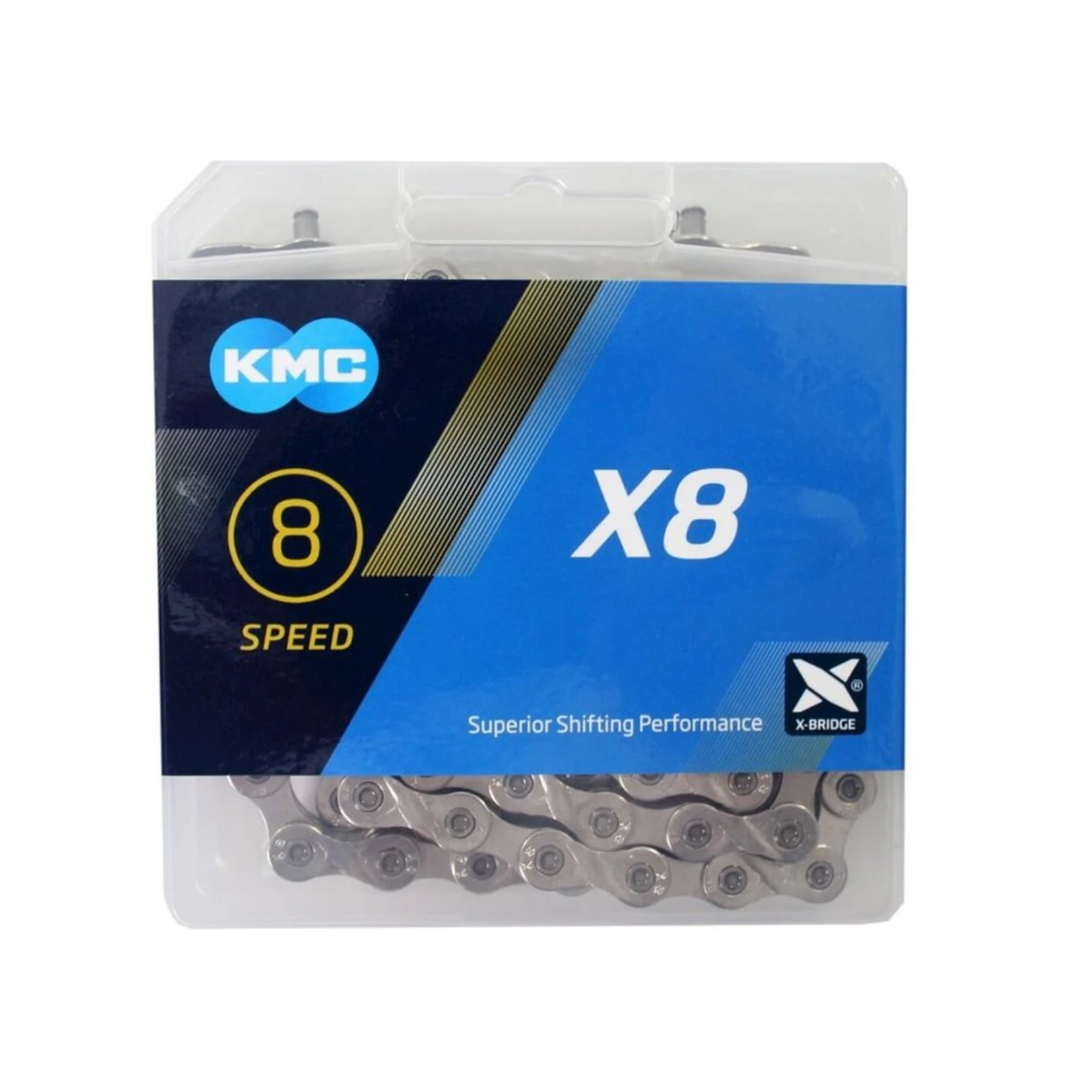 KMC ketting X8 Zilver 1/2x3/32, 114L, 6/7/8-speed. pin lengte 7.3mm - AE-trading