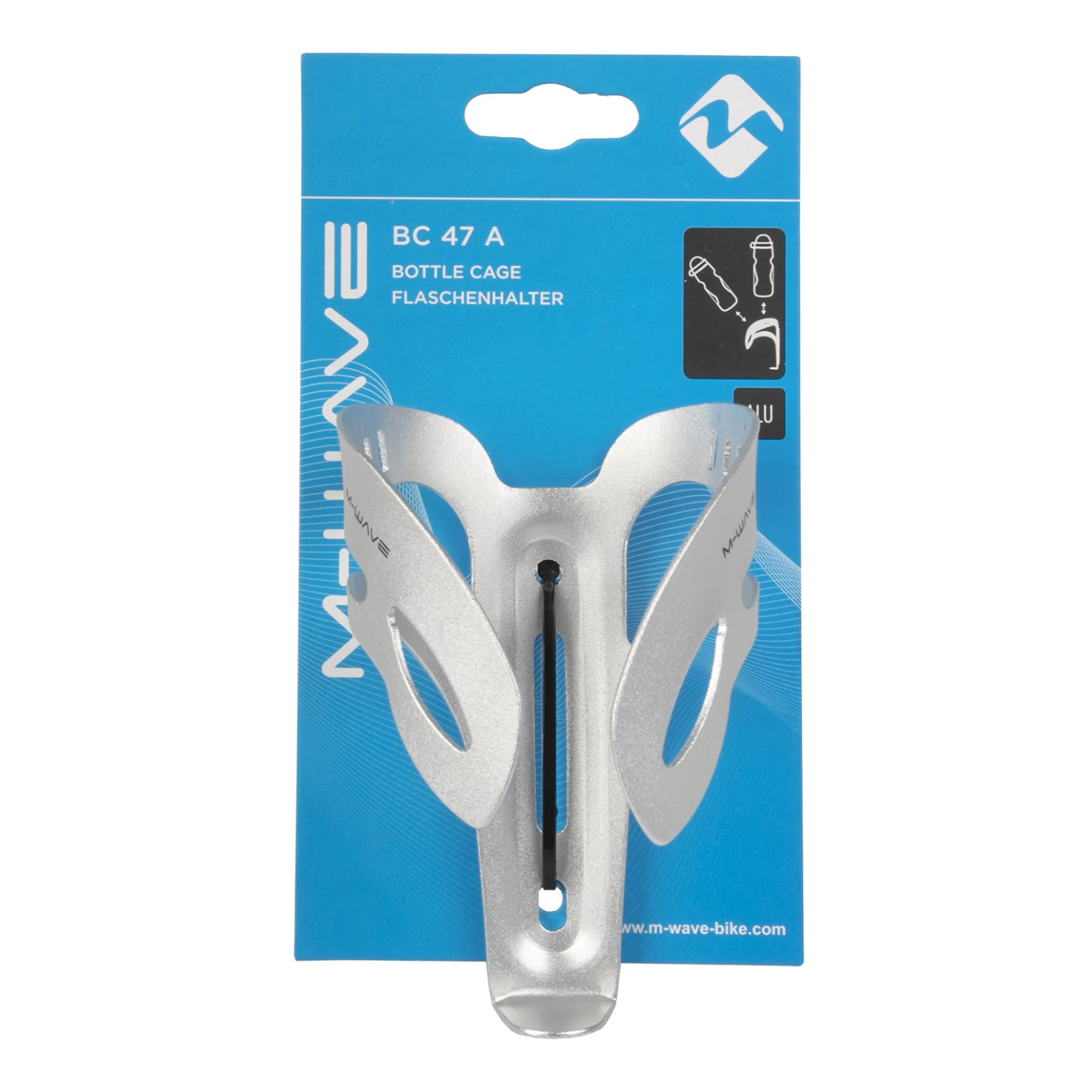 M-Wave bidonhouder aluminium zilver (hangverpakking) - AE-trading