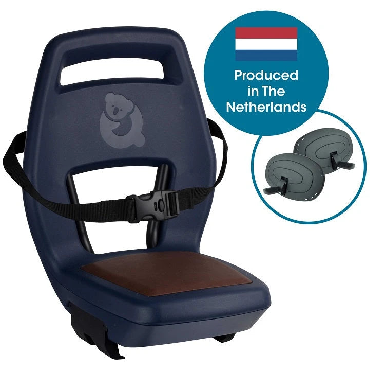 Qibbel Junior achterzitje, 6 jaar+. Blauw/bruin (incl. voetsteunen en gordel) - AE-trading