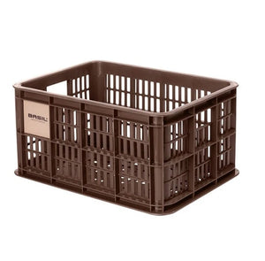 Basil krat S gerecycled kunststof, klein formaat, incl. kratclicker, geschikt voor MIK, Racktime, IRack, MonkeyLoad en AtranVelo platen (apart verkrijgbaar), excl. bev .materiaal, max. gewicht afhankelijk van max. toelaatbaar gew. drager, bruin 17,5 L ... - AE-trading