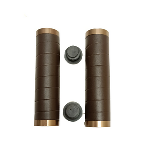 FALKX Dark Browny handvatten, bruin leer met dubbele lock ring, lengte: 130/130mm, werkplaatsverpakking - AE-trading