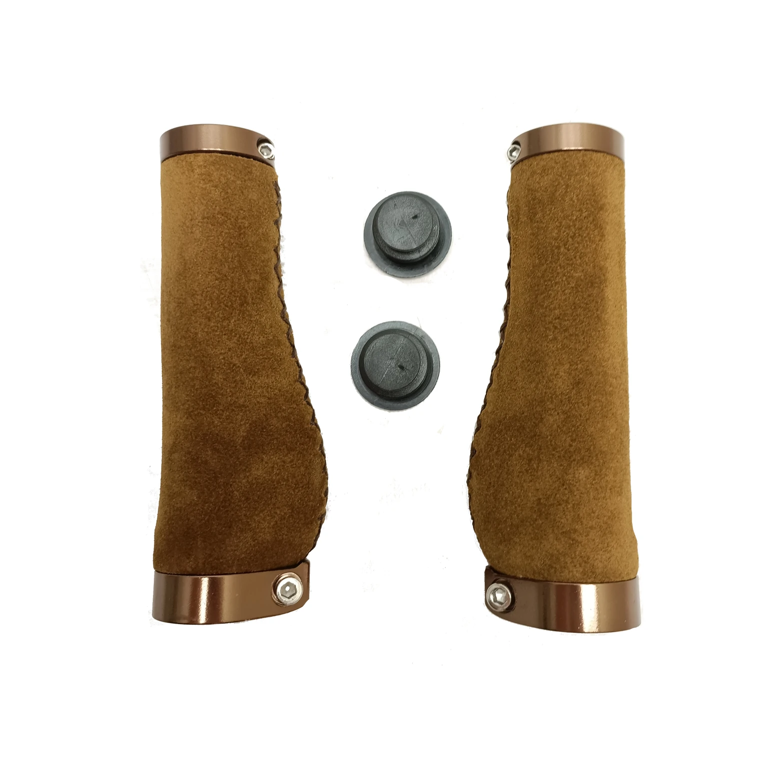 FALKX Soft Browny Comfort handvatten, bruin suede met dubbele bruine lock ring, lengte: 137/137mm, werkplaatsverpakking - AE-trading