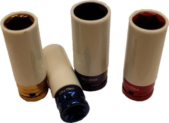 Höfftech Accu slagmoersleutel met LED-werklicht, 20V Li-ion 1500 MAH. Onbelast toerental: 0-2600 RPM, Max. koppel: 380 Nm. Inclusief oplader, opbergkoffer en 4x hoge dop (17 / 19 / 21 / 22 MM) - AE-trading