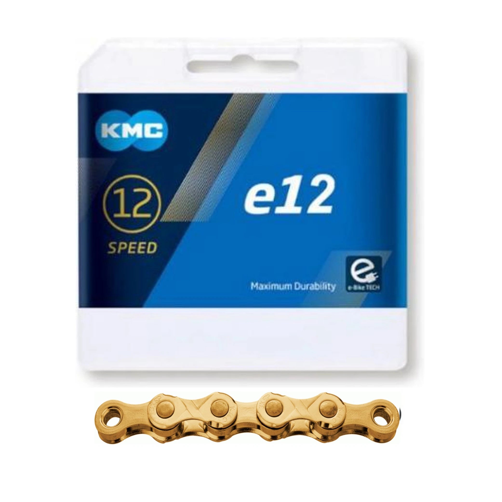 KMC ketting e12 Ti-Ni goud, 1/2x11/128, 130 schakels, 5.2mm pin, 12-speed - AE-trading