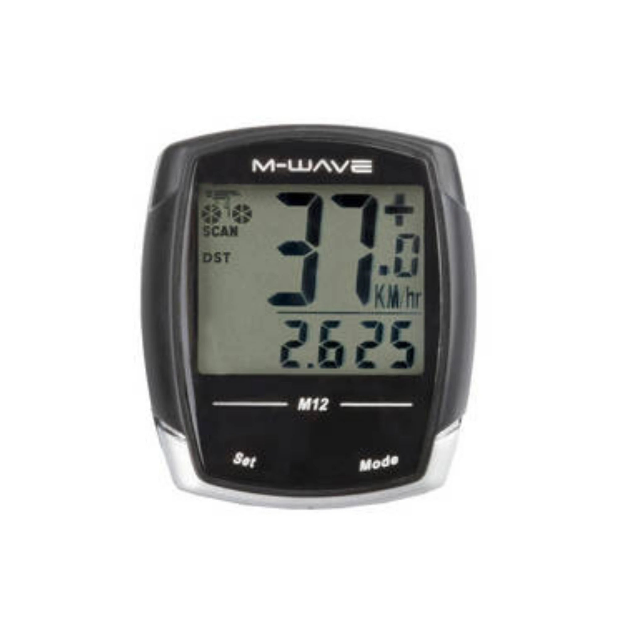 M-Wave fietscomputer M12, bekabeld. 12 Functies: huidige snelheid, gemiddelde snelheid, maximumsnelheid, snelheidsbemiddelaar, dagelijkse kilometerstand, totale kilometer, reistijd, tijd (12/24 uur),Auto start/stop, scan modus (hangverpakking) - AE-trading
