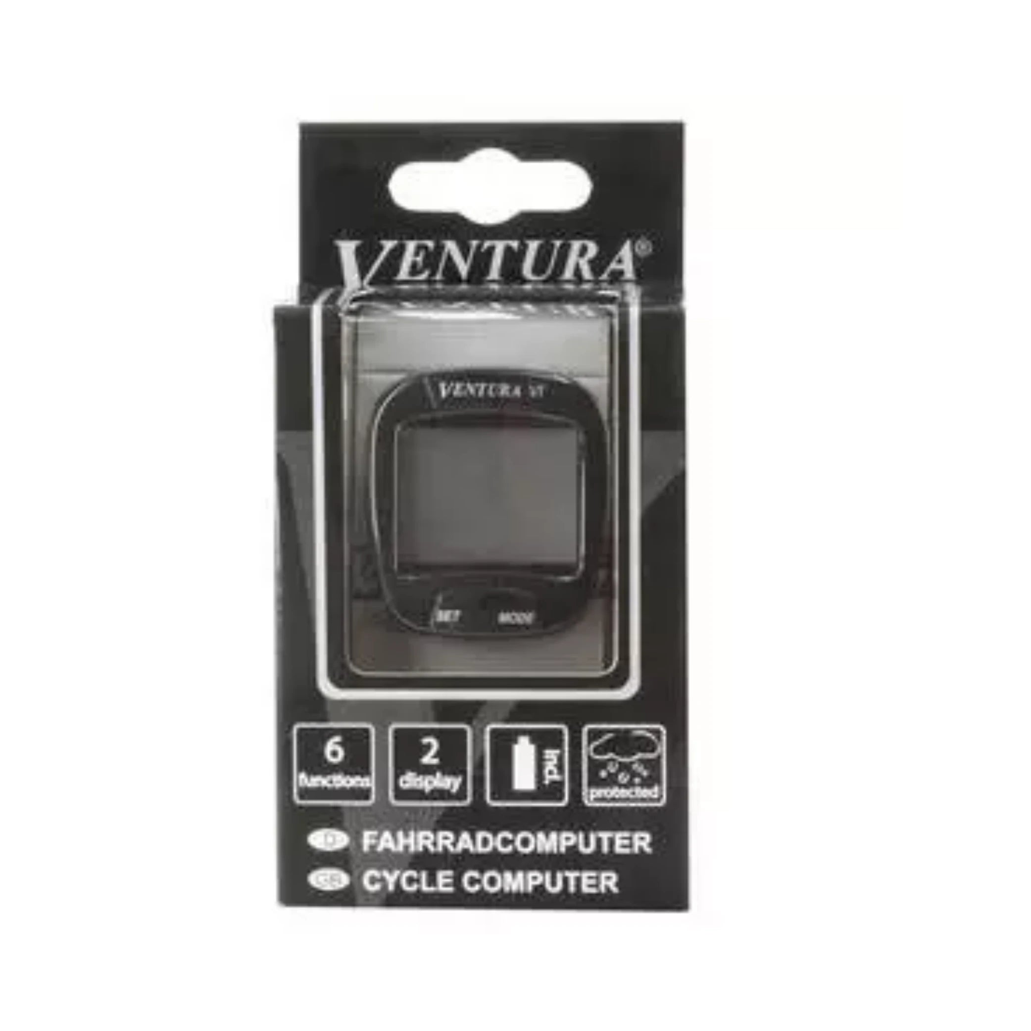 Ventura fietscomputer VI, bekabeld. 6 Functies: huidige snelheid, dagelijkse kilometerstand, totale kilometer, reistijd,Auto start/stop, scan modus (hangverpakking) - AE-trading