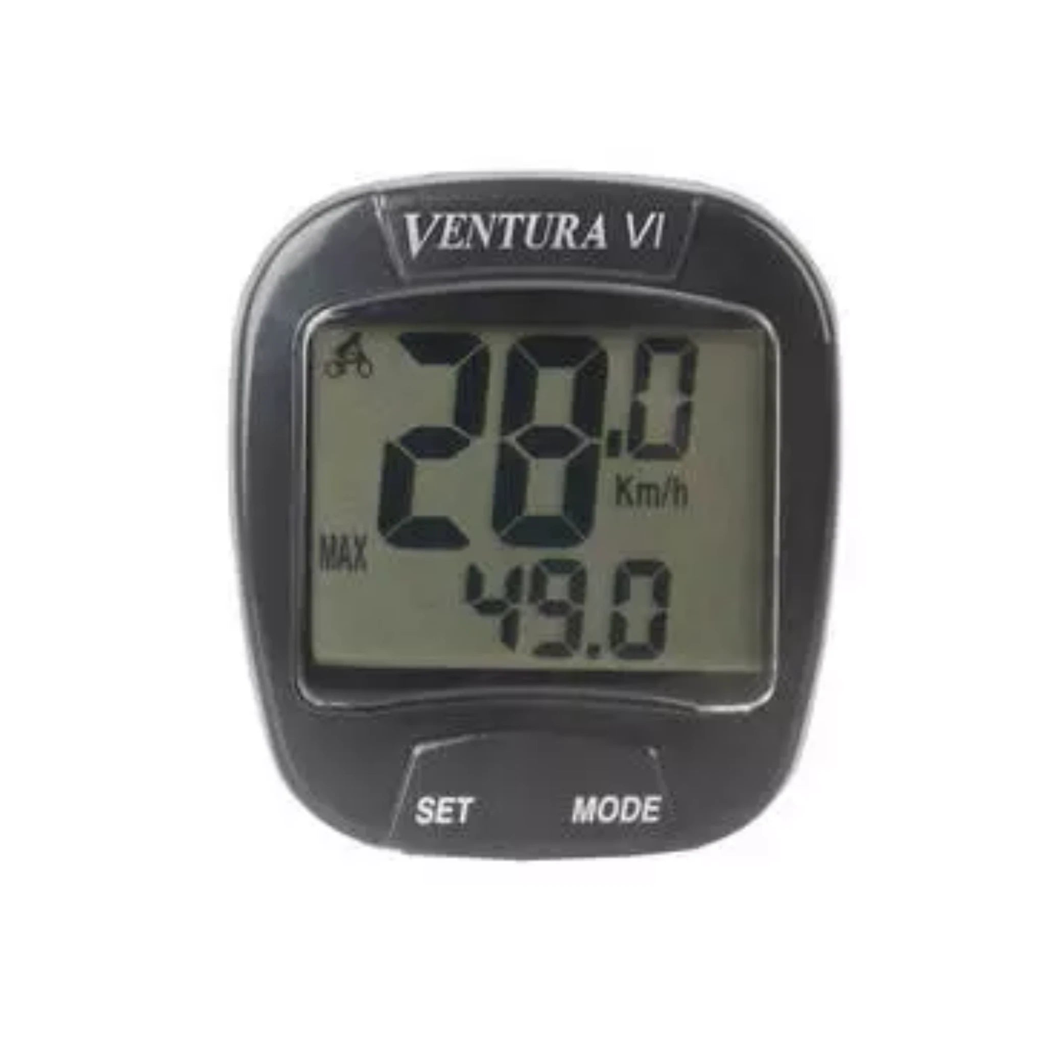 Ventura fietscomputer VI, bekabeld. 6 Functies: huidige snelheid, dagelijkse kilometerstand, totale kilometer, reistijd,Auto start/stop, scan modus (hangverpakking) - AE-trading