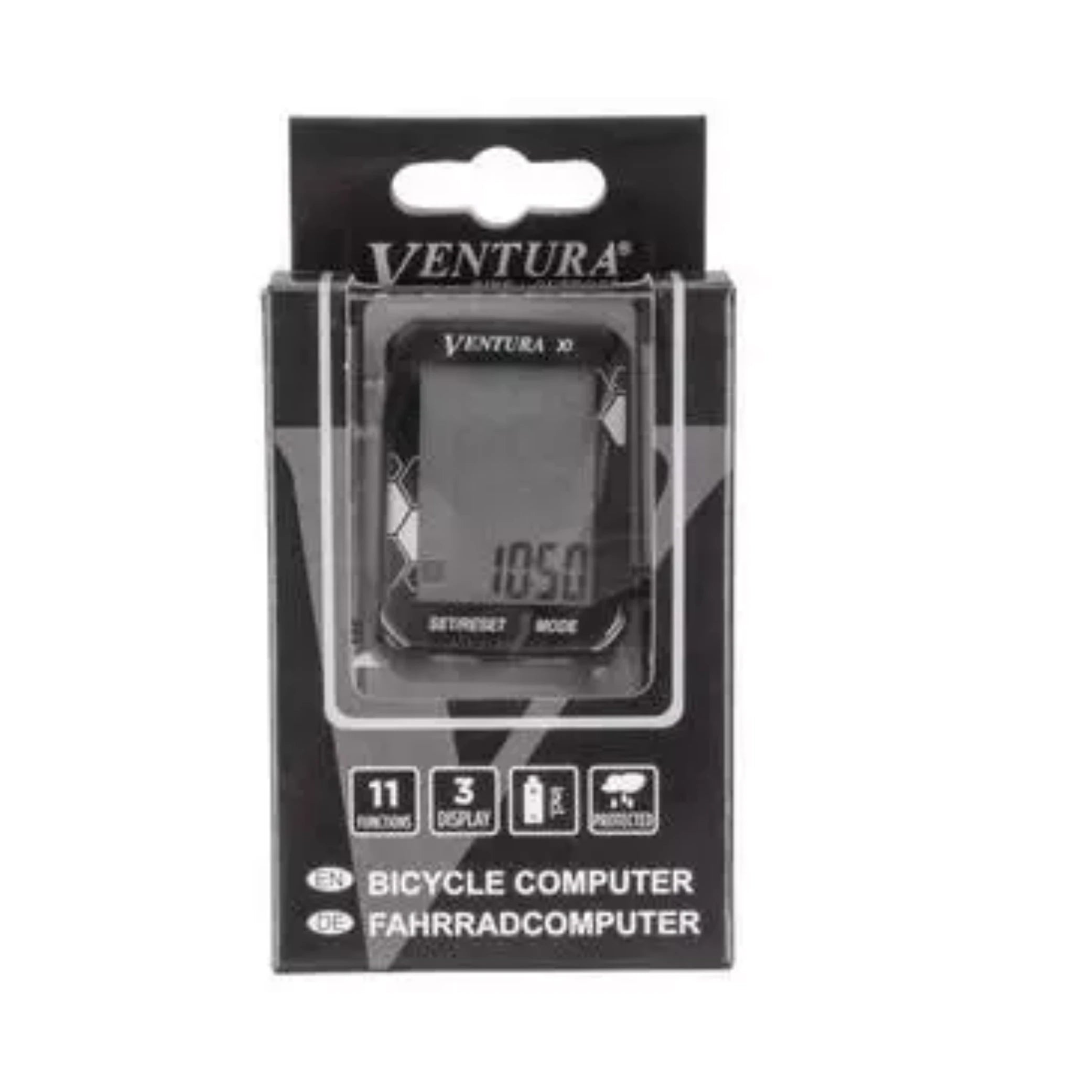 Ventura fietscomputer XI, bekabeld. 11 Functies: huidige snelheid, Gemiddelde snelheid, Maximum snelheid, snelheidsbemiddelaar, dagelijkse kilometerstand, totale kilometer, stopwatch, reistijd, totale reistijd, Auto start/stop, scan modus (hangverpakking) - AE-trading