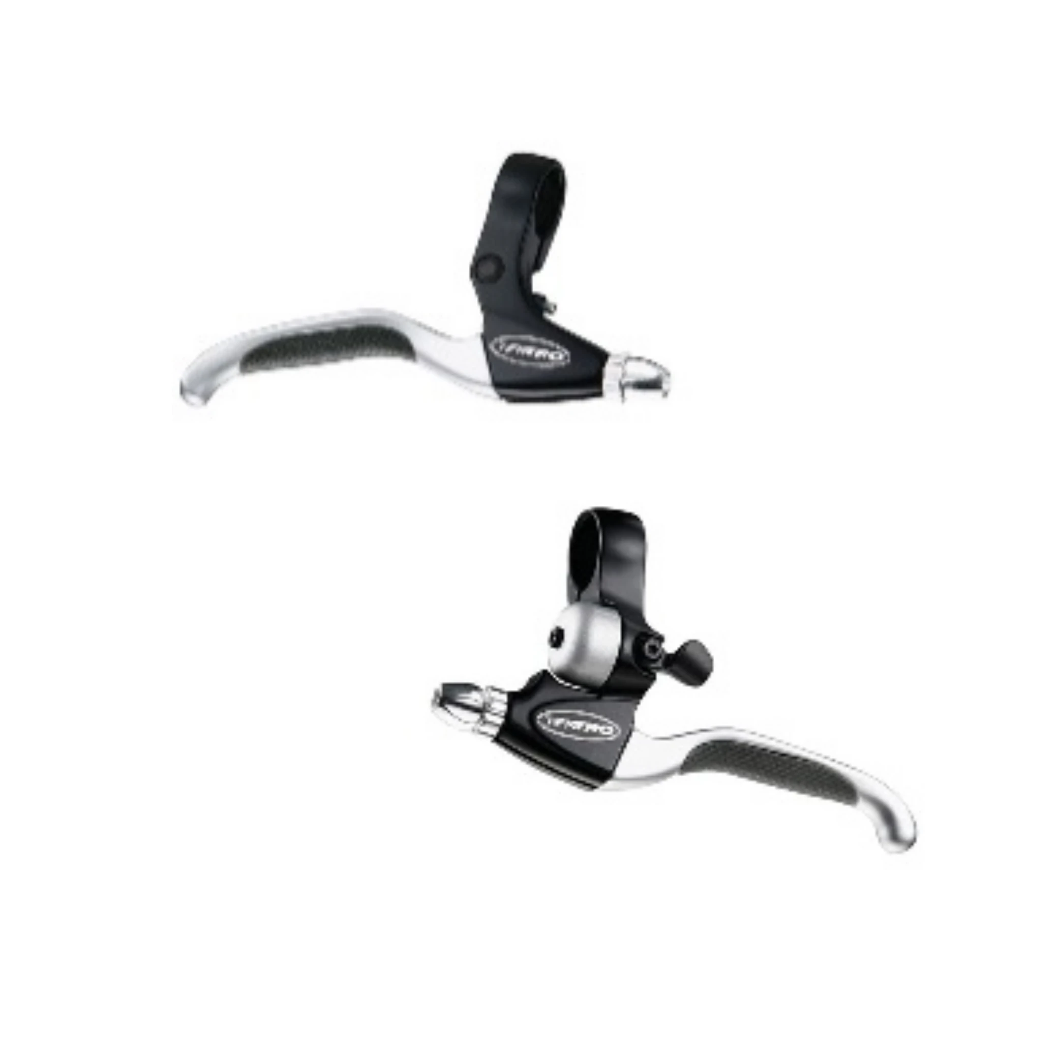 Tektro CL530TS+CL533RT V-brake remgreepset 4-vinger zwart/satijn met bel (hangverpakking) - AE-trading