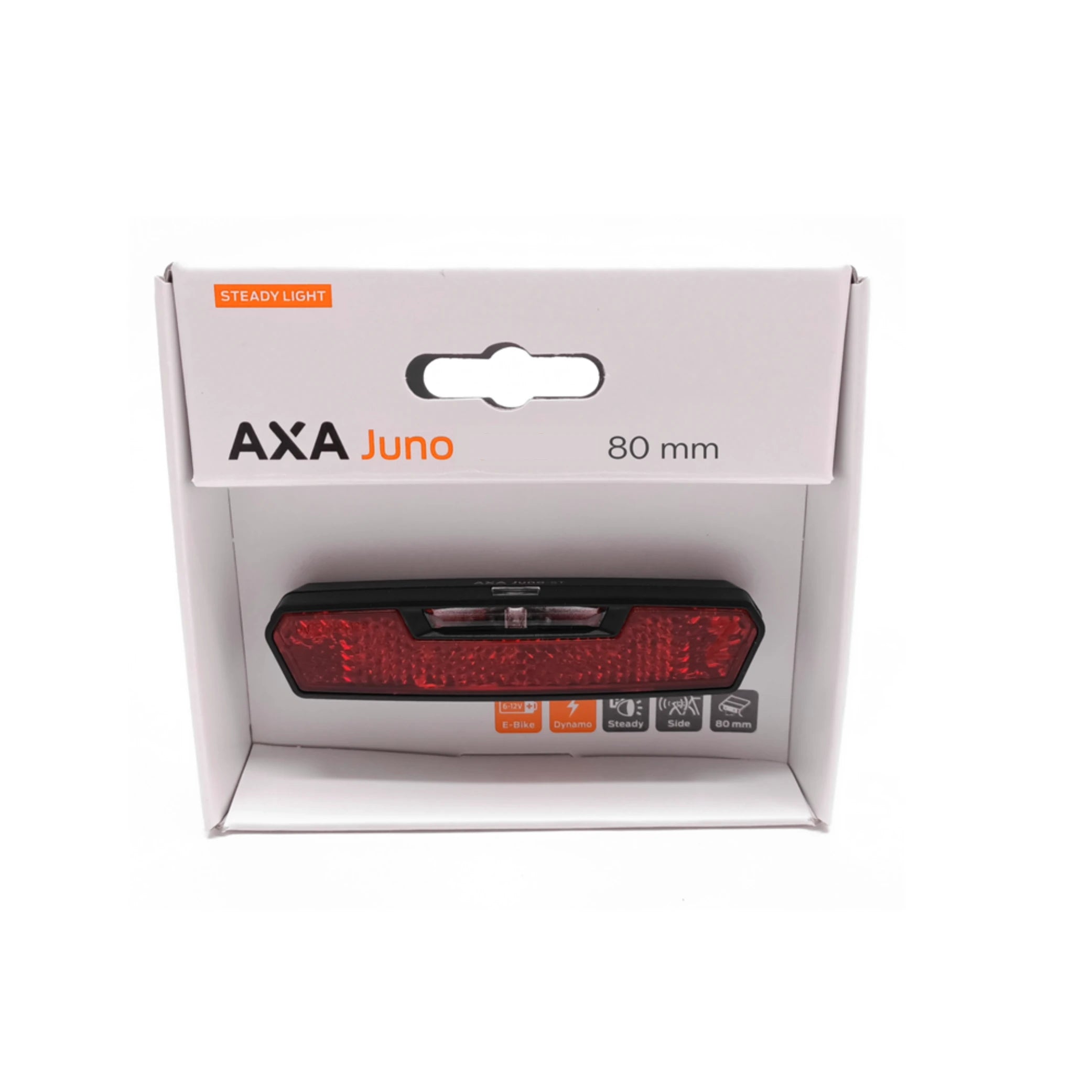 Axa Juno-batt on-off LED achterlicht, montage 80mm (hangverpakking) - AE-trading