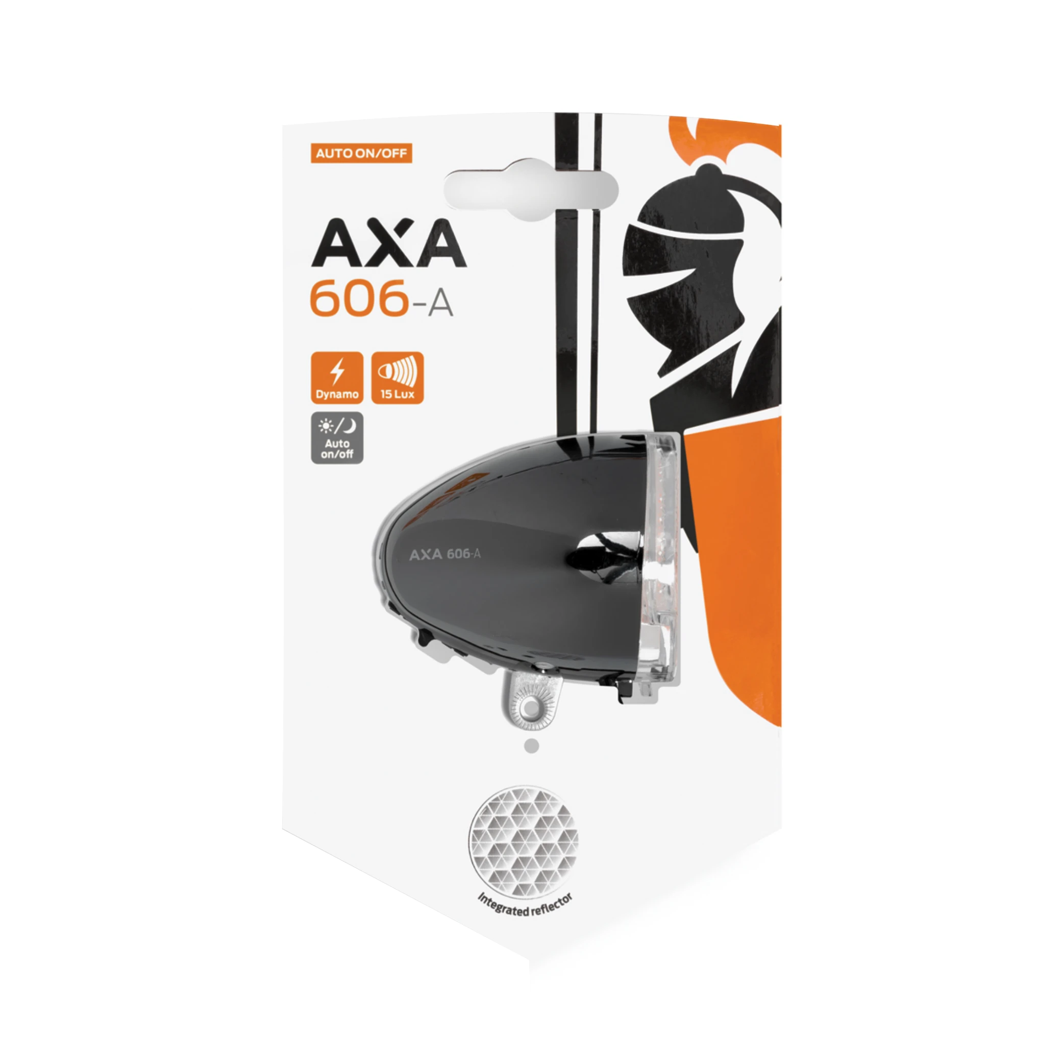 Axa 606 auto Koplamp, 15lux, voor dynamo, met 60cm draad (hangverpakking) - AE-trading