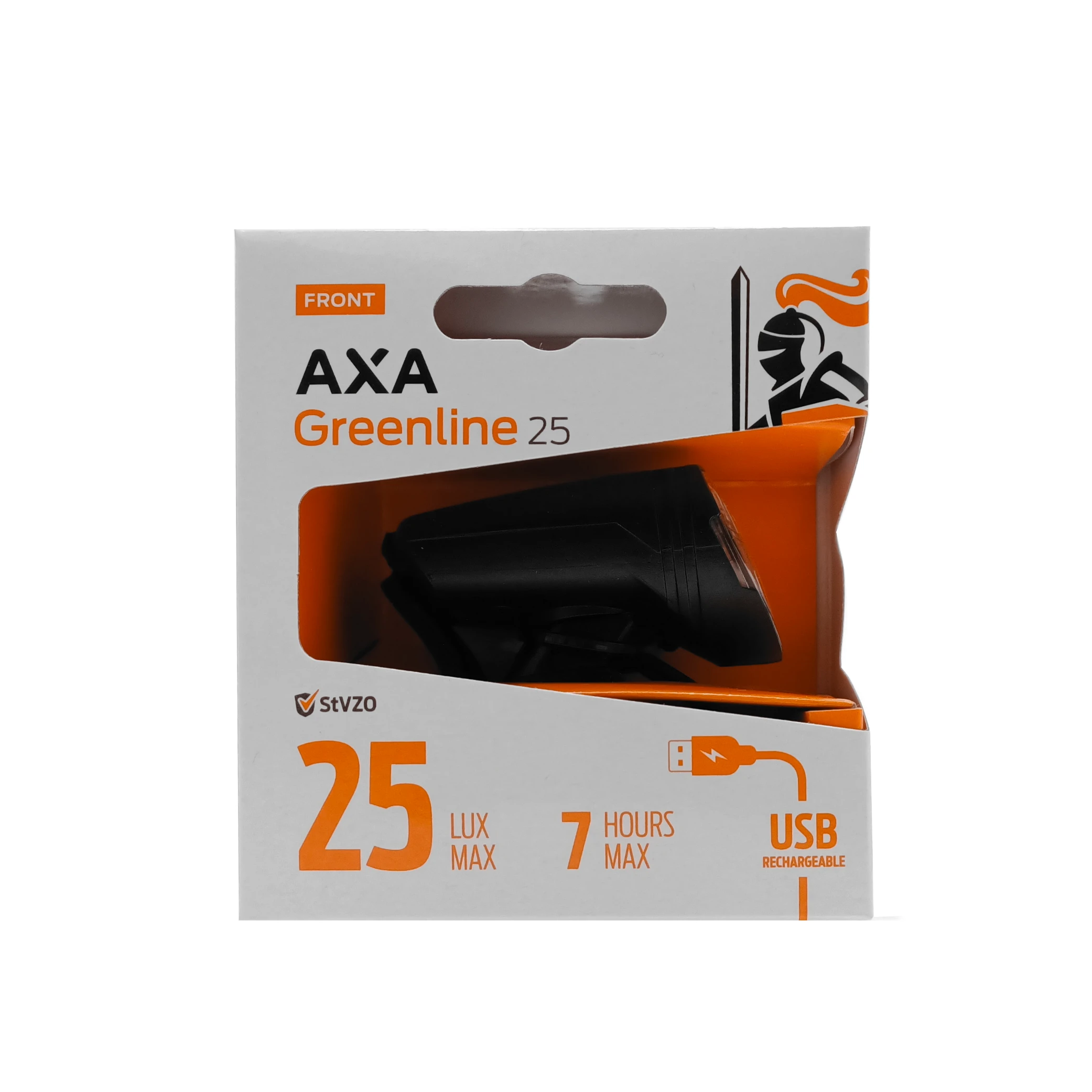 AXA Greenline 25 voorlicht. 25lm, USB oplaadbaar (hangverpakking) - AE-trading