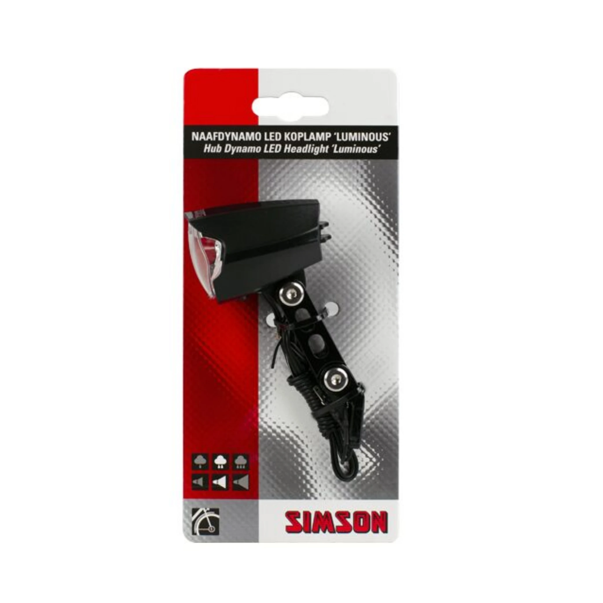 Simson LED koplamp voor Naafdynamo "Luminous",auto on/off ,30 LUX - AE-trading