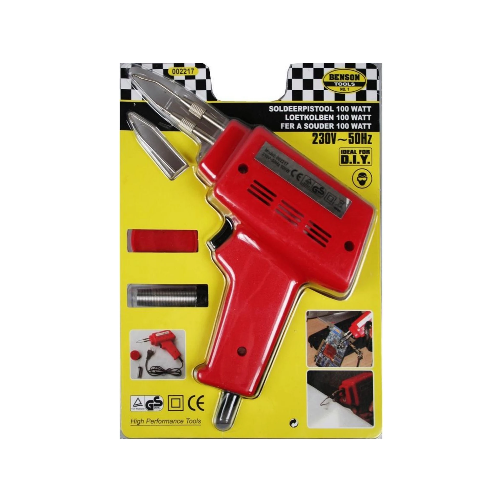 Benson soldeerpistool, 100W, incl. 3 verwisselbare dubbele soldeerstiften. met lampje - AE-trading