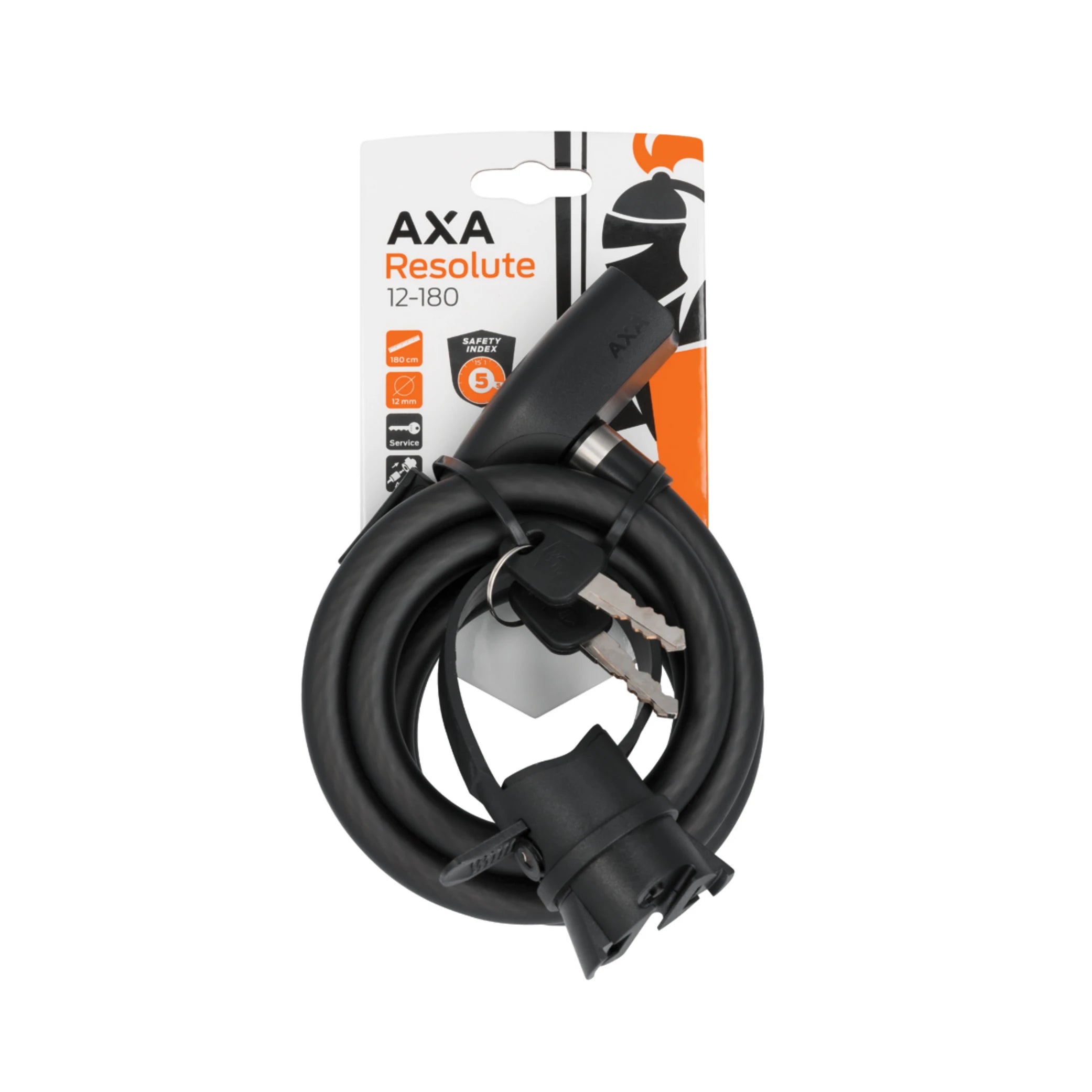 Axa Kabelslot Resolute 12x180cm, zwart. (hangverpakking). Beveiligingniveau 5 - AE-trading