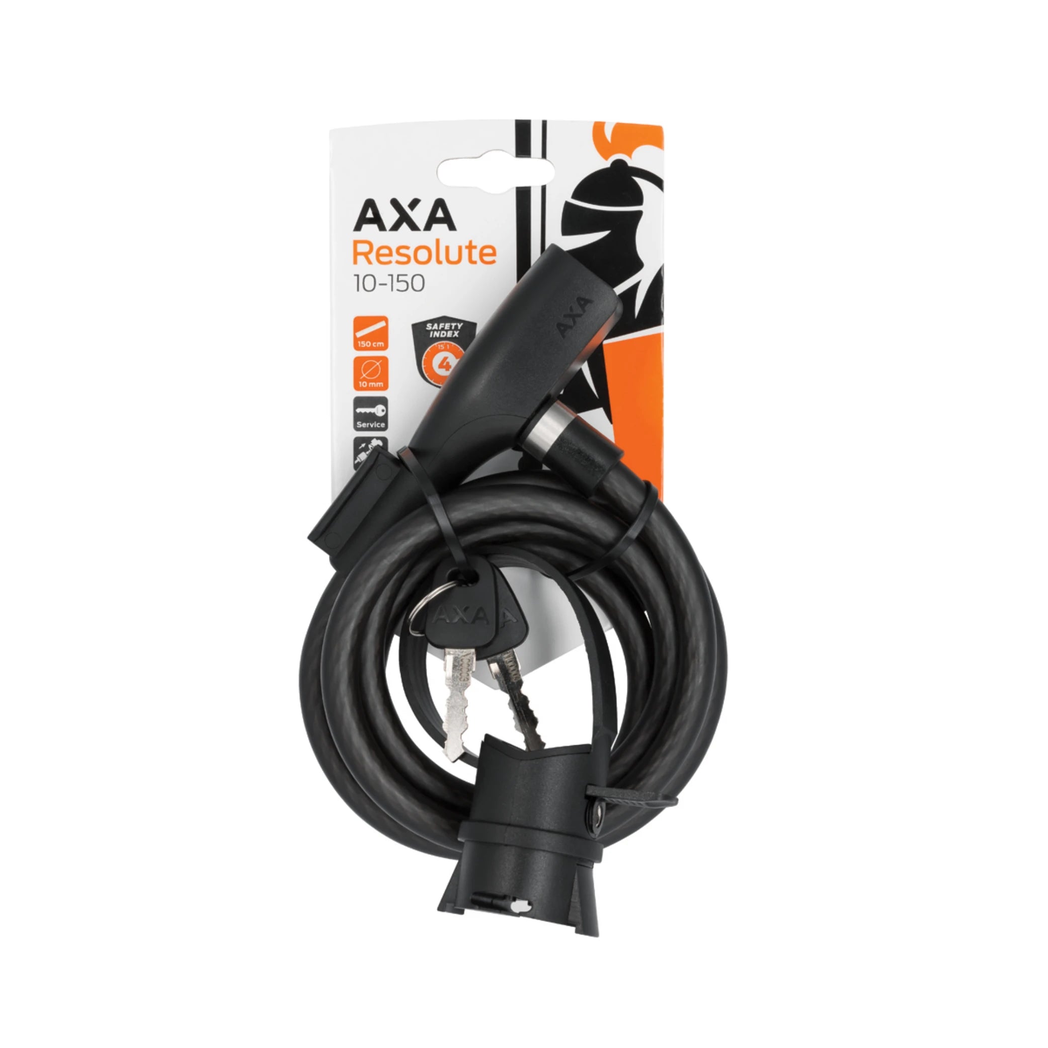 Axa Kabelslot Resolute 10x150cm, zwart. (hangverpakking). Beveiligingsniveau 4 - AE-trading