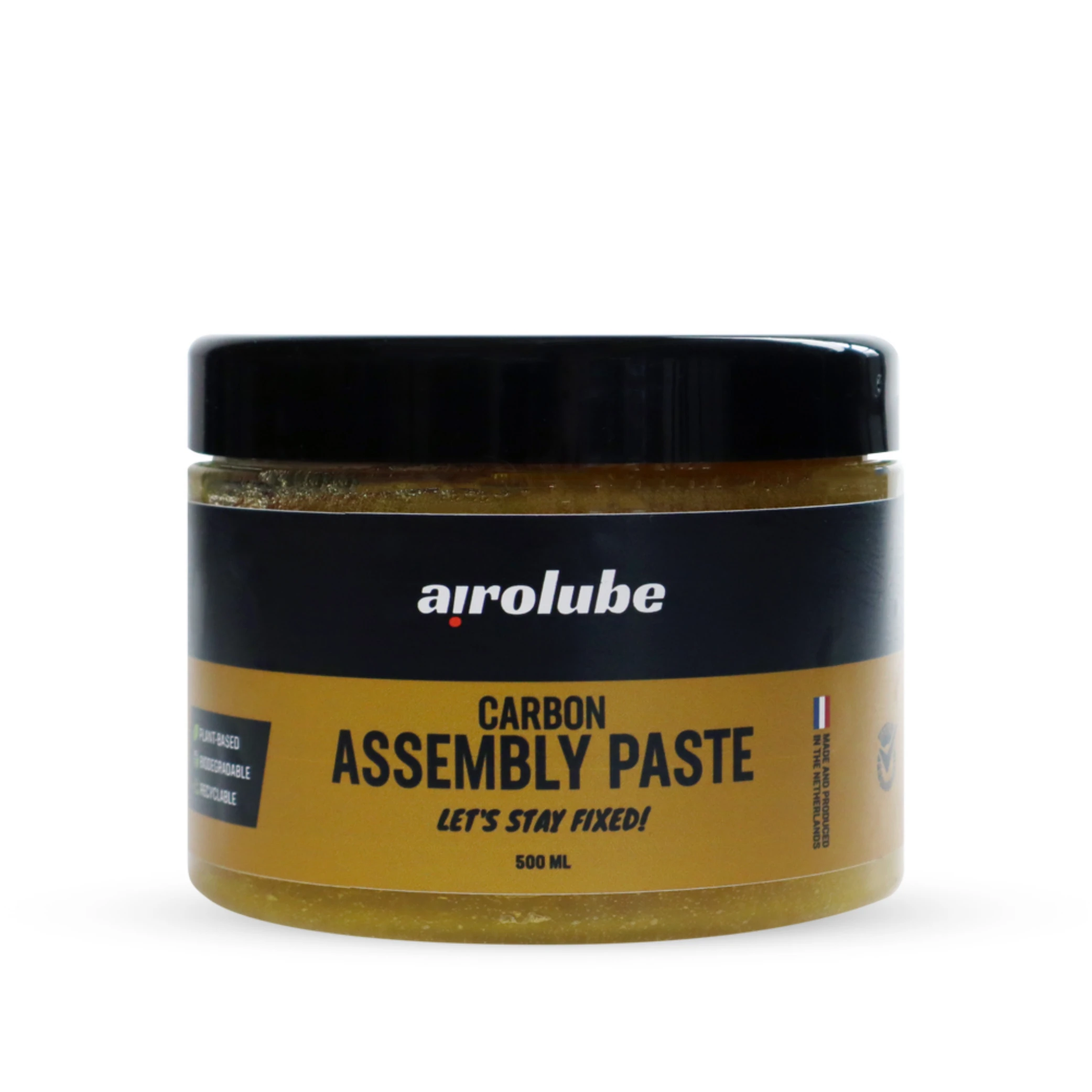 Airolube Carbon Assembly Paste 500ml, montagepasta voor carbon en aluminium onderdelen. Biologisch afbreekbaar en samengesteld op basis van plantaardige formule. Verpakking is in zijn geheel te recyclen - AE-trading