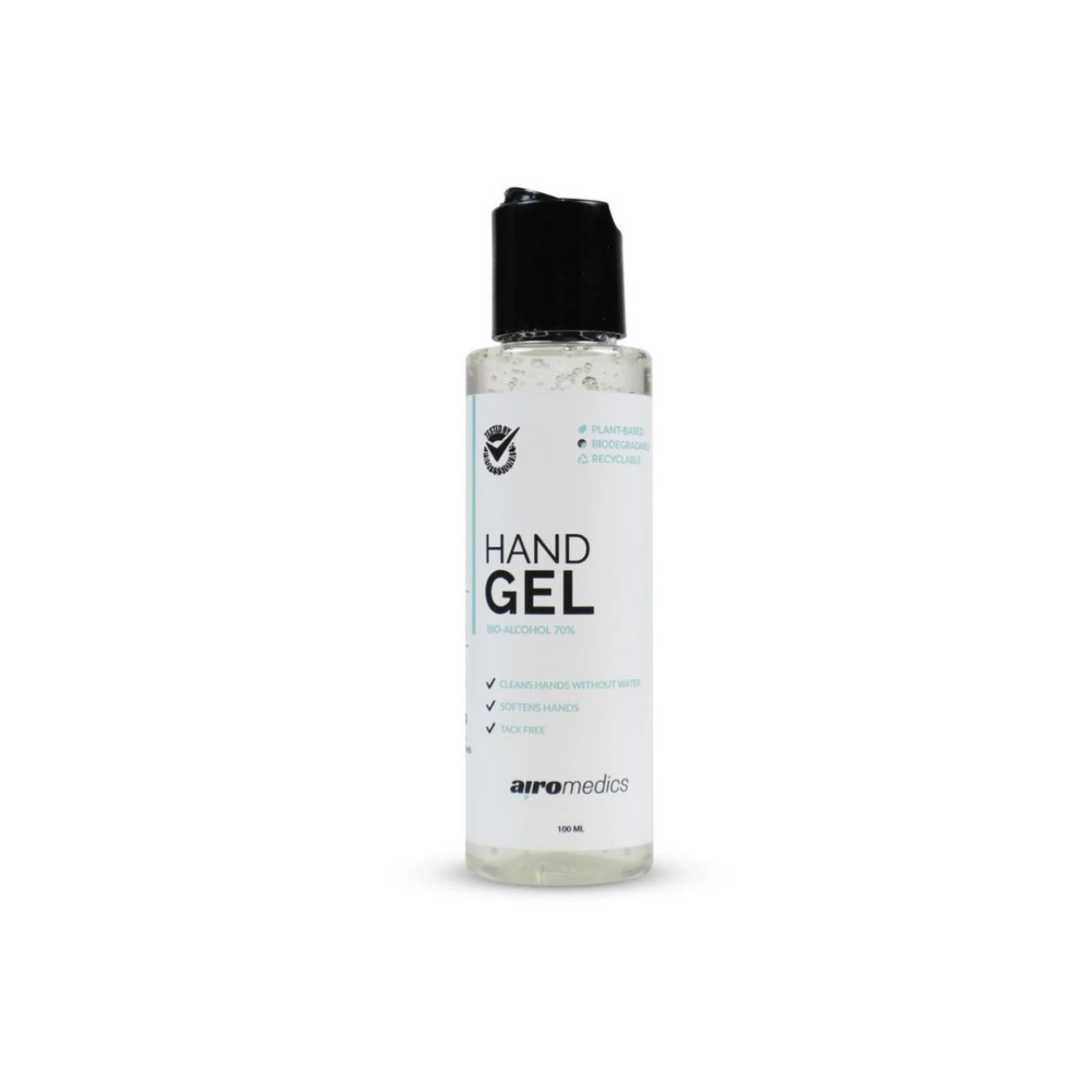 Airomedics Desinfectant Handgel 100ml, desinfecterende handgel met 70% bio-alcohol. Plakt niet en is Hydraterend en verzachtend voor de handen. - AE-trading