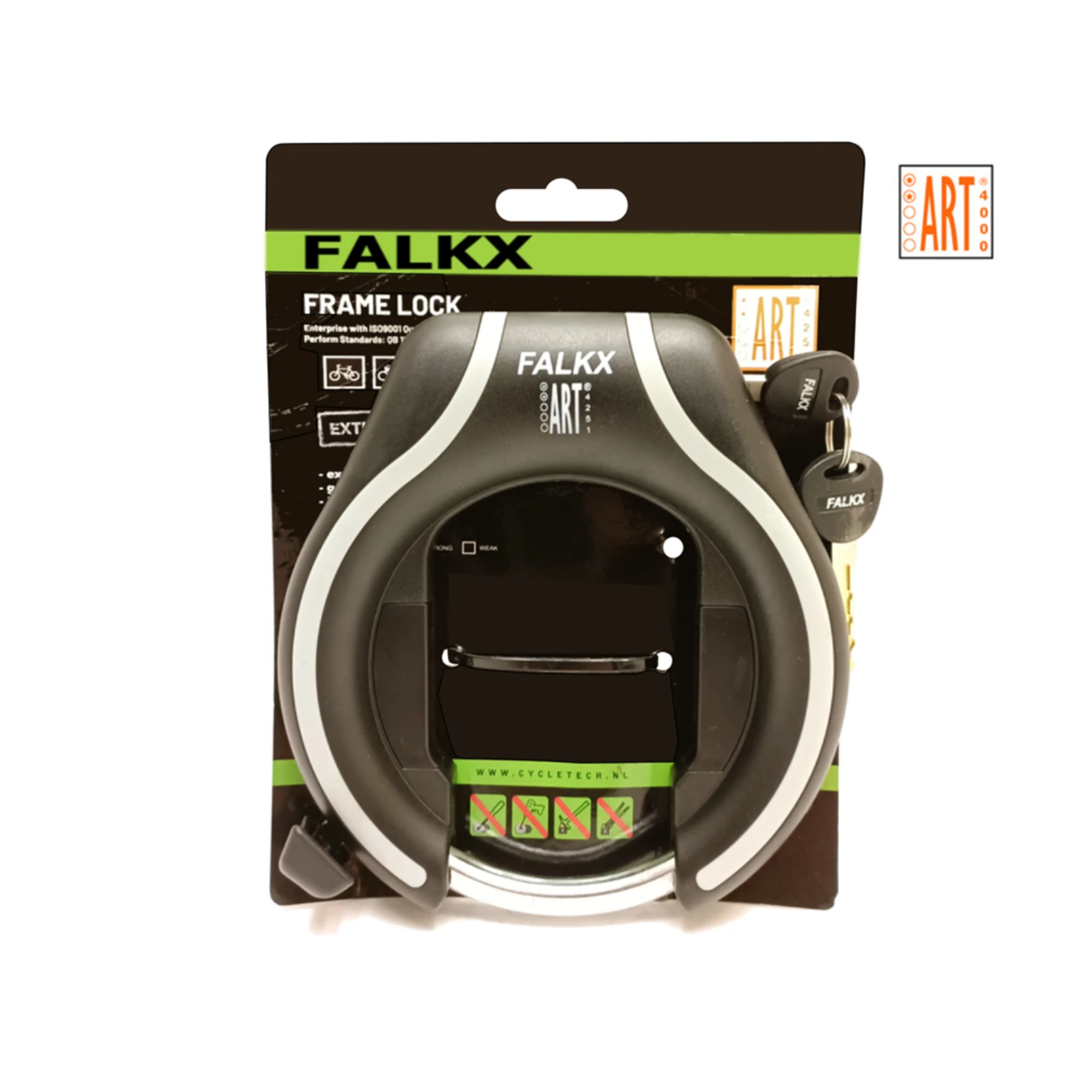 FALKX Securitas, zwart/grijs, ART**, gat voor insteekketting 1677/5988/1626, (hangverpakking) - AE-trading
