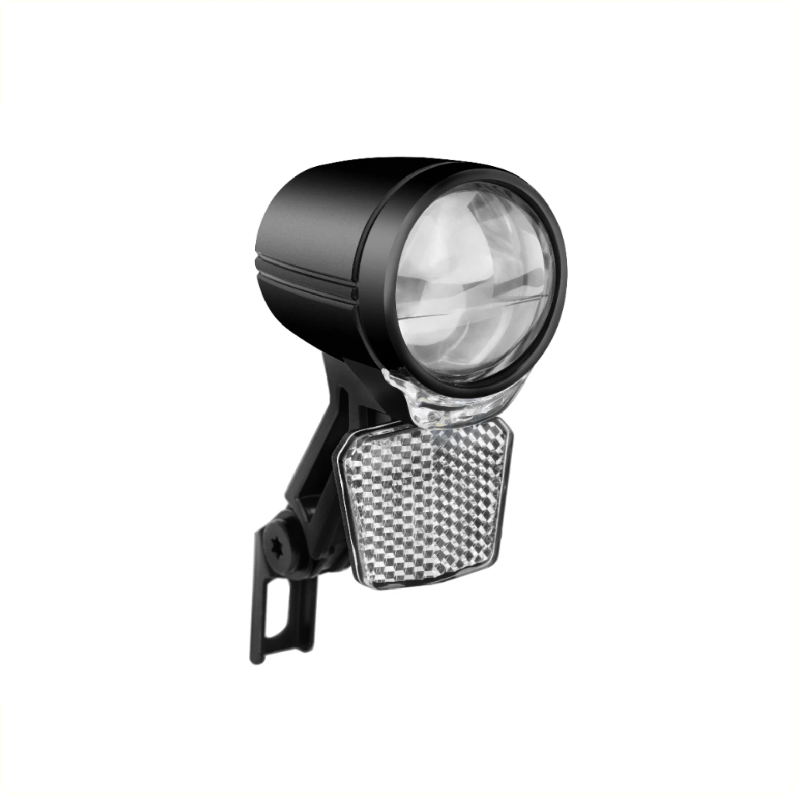 FALKX Base LED koplamp zwart, Aluminium. geschikt voor E-Bike 6V-48V, 50 Lux, waterproof, incl reflector (hangverpakking), CE/ECE/StVZO keuring - AE-trading