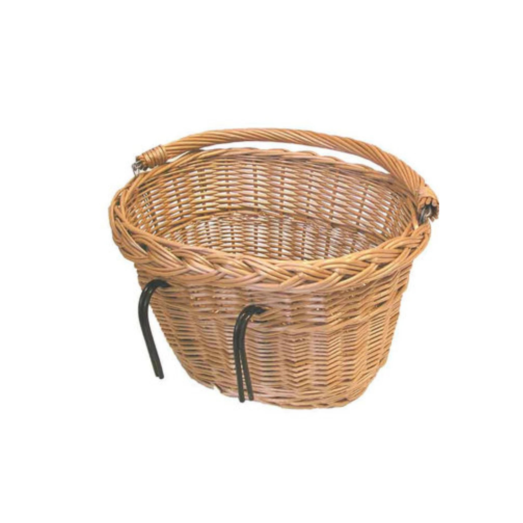 Basil Denver, rieten fietsmand, ovaal, voor voorop of achterop de fiets, met dubbele haken, hengsel, naturel afgelakt - AE-trading