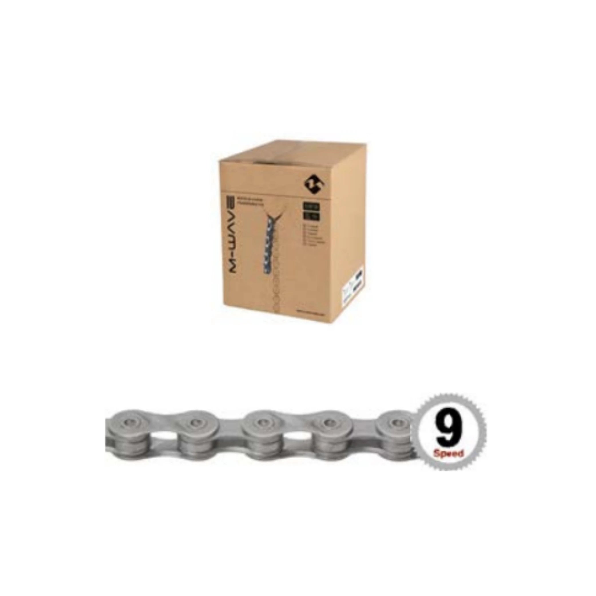 M-Wave ketting 9 speed 1/2x11/128, grijs. 15m op rol, incl 10 verbindingsschakels - AE-trading