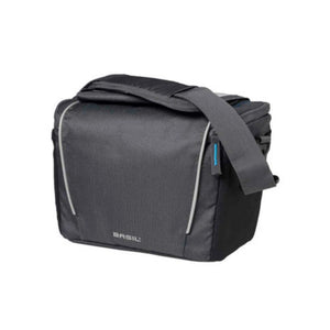Basil Stuurtas Sport Design, grijs. Polyester,diverse vakken, klep met waterdichte transparante map voor smartphone, schouderriem, geschikt voor BasEasy en KF systeem (niet inbegrepen) extra reflectie,7L - AE-trading